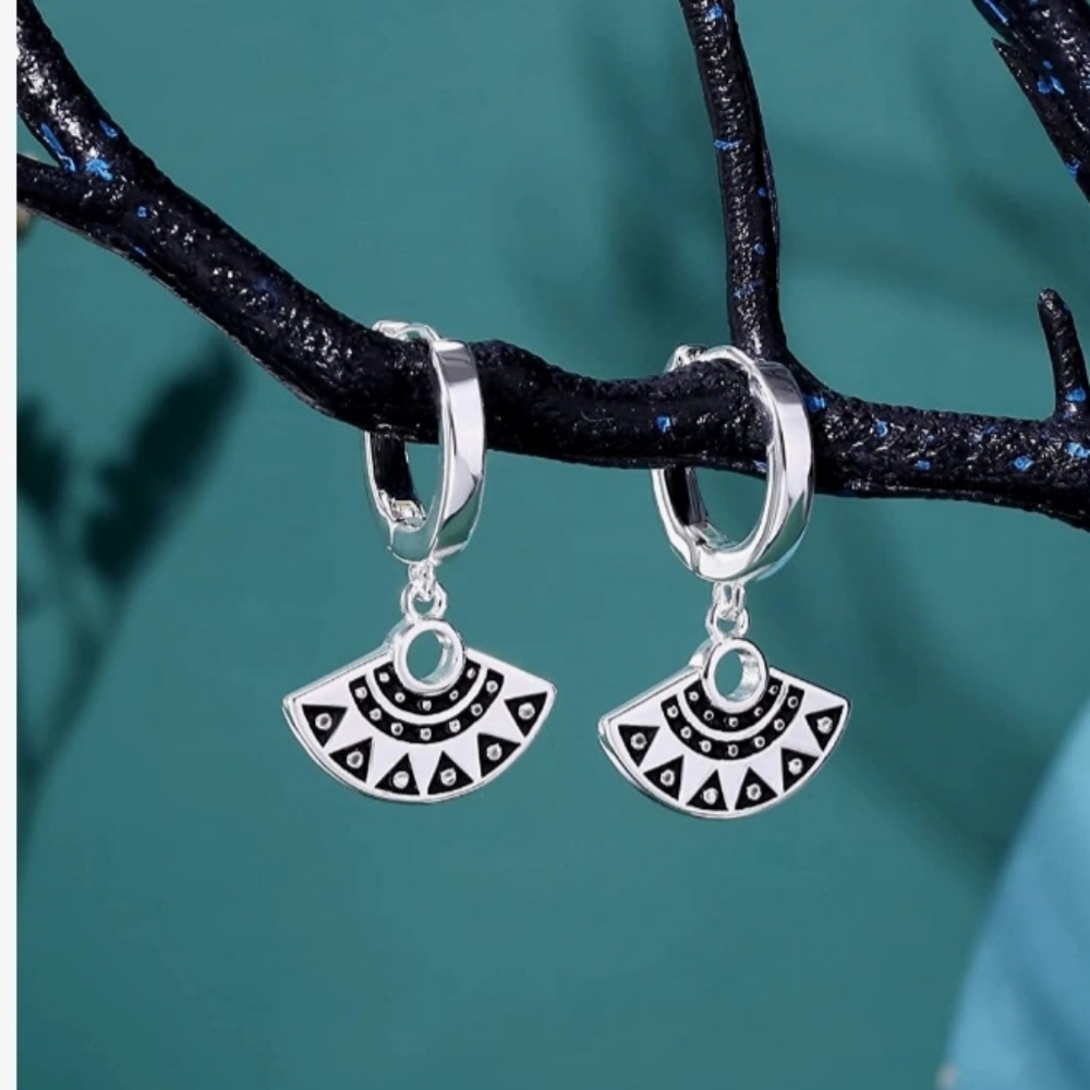 Anoup Sterling Silver RBG Charm Hoop Earrings - Picture 2 of 4
